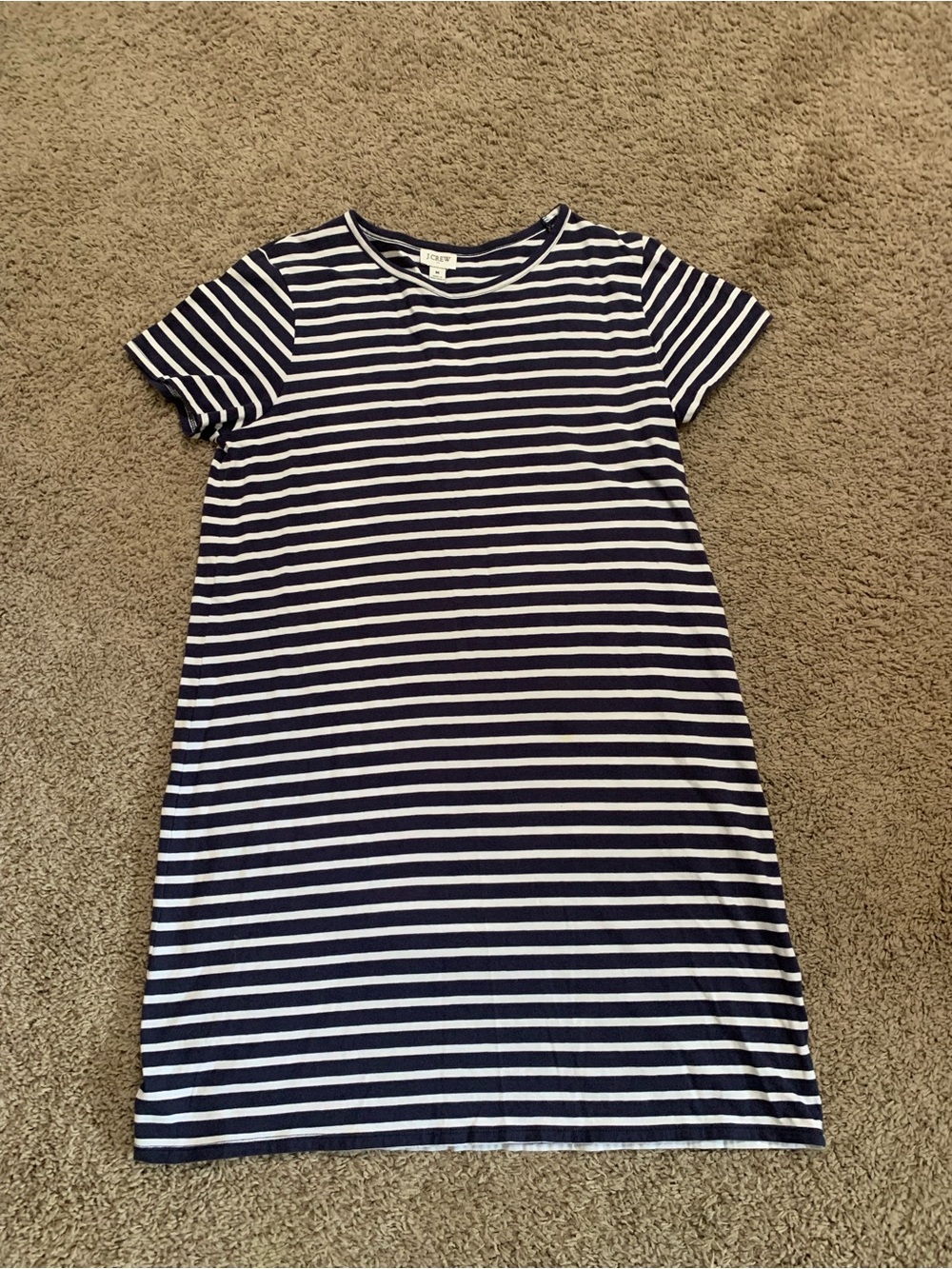 J. Crew Factory Navy White Striped T-Shirt Dress